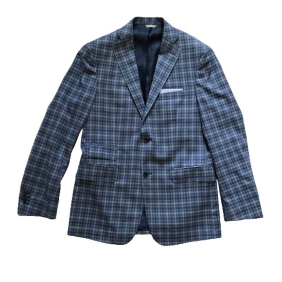 Ike Behar Other - NWOT IKE Behar Gingham Sport Coat Jacket Mens 38 R Blue Buffalo Check Wool NEW